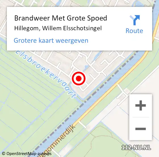 Locatie op kaart van de 112 melding: Brandweer Met Grote Spoed Naar Hillegom, Willem Elsschotsingel op 6 november 2016 21:04