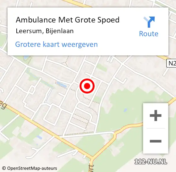 Locatie op kaart van de 112 melding: Ambulance Met Grote Spoed Naar Leersum, Bijenlaan op 6 november 2016 21:19