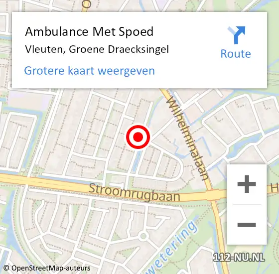 Locatie op kaart van de 112 melding: Ambulance Met Spoed Naar Vleuten, Groene Draecksingel op 6 november 2016 21:27