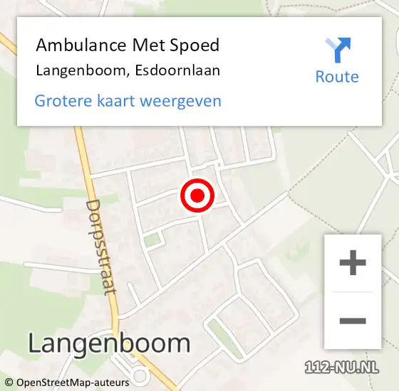 Locatie op kaart van de 112 melding: Ambulance Met Spoed Naar Langenboom, Esdoornlaan op 6 november 2016 21:36