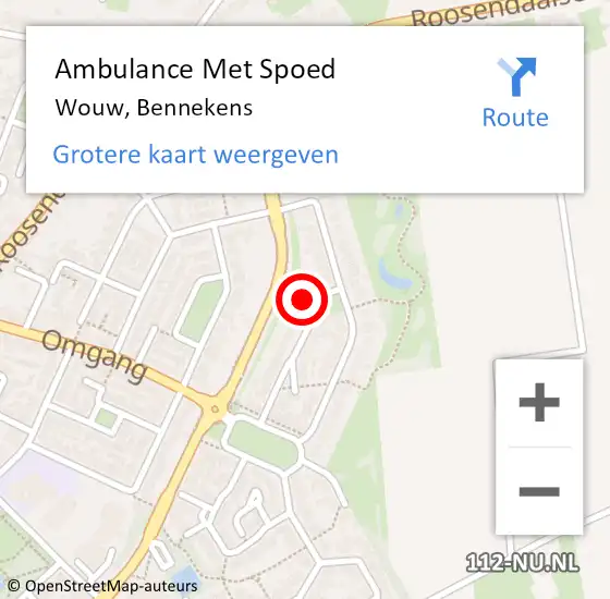 Locatie op kaart van de 112 melding: Ambulance Met Spoed Naar Wouw, Bennekens op 6 november 2016 22:16