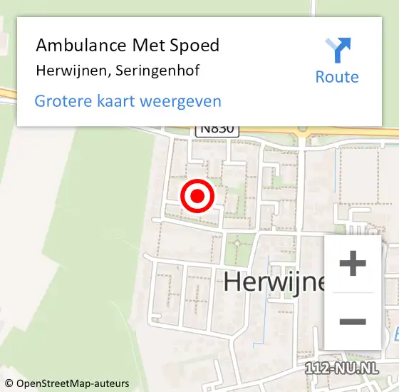 Locatie op kaart van de 112 melding: Ambulance Met Spoed Naar Herwijnen, Seringenhof op 6 november 2016 22:24