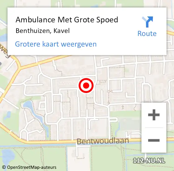 Locatie op kaart van de 112 melding: Ambulance Met Grote Spoed Naar Benthuizen, Kavel op 6 november 2016 22:35