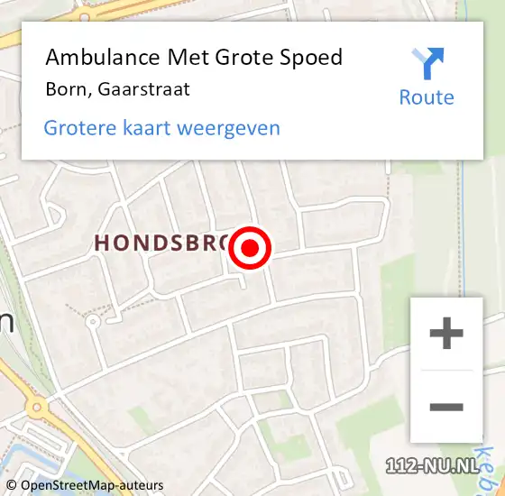 Locatie op kaart van de 112 melding: Ambulance Met Grote Spoed Naar Born, Gaarstraat op 1 januari 2014 00:50