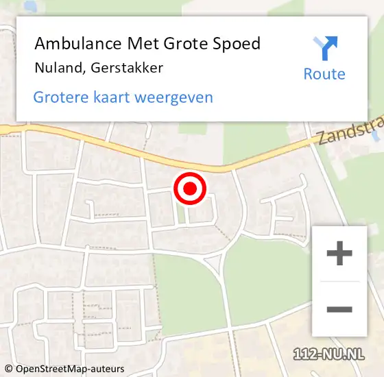 Locatie op kaart van de 112 melding: Ambulance Met Grote Spoed Naar Nuland, Gerstakker op 6 november 2016 23:07