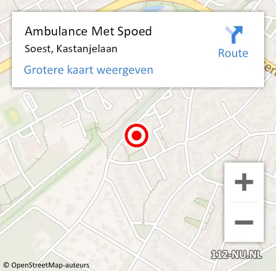 Locatie op kaart van de 112 melding: Ambulance Met Spoed Naar Soest, Kastanjelaan op 7 november 2016 00:49