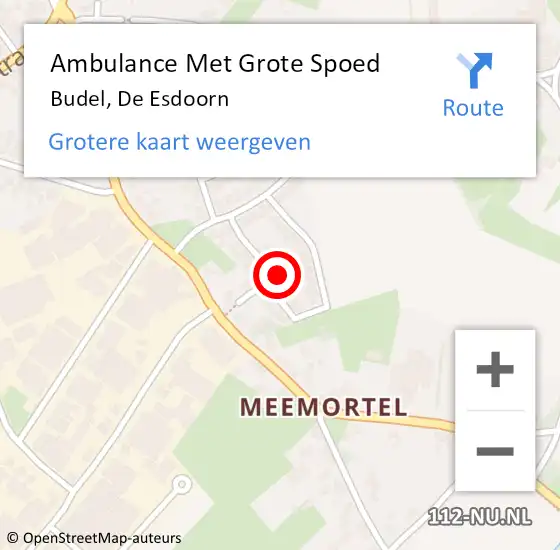 Locatie op kaart van de 112 melding: Ambulance Met Grote Spoed Naar Budel, De Esdoorn op 7 november 2016 01:10