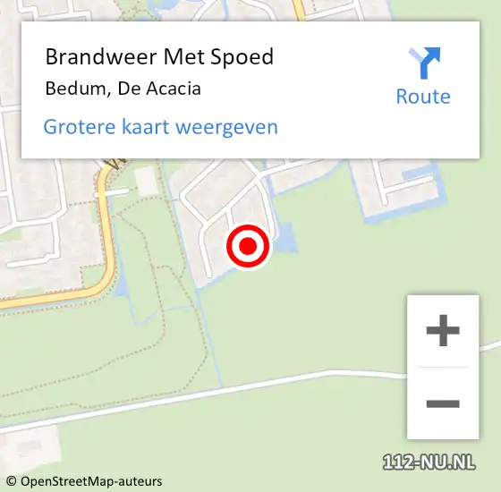 Locatie op kaart van de 112 melding: Brandweer Met Spoed Naar Bedum, De Acacia op 1 januari 2014 00:52