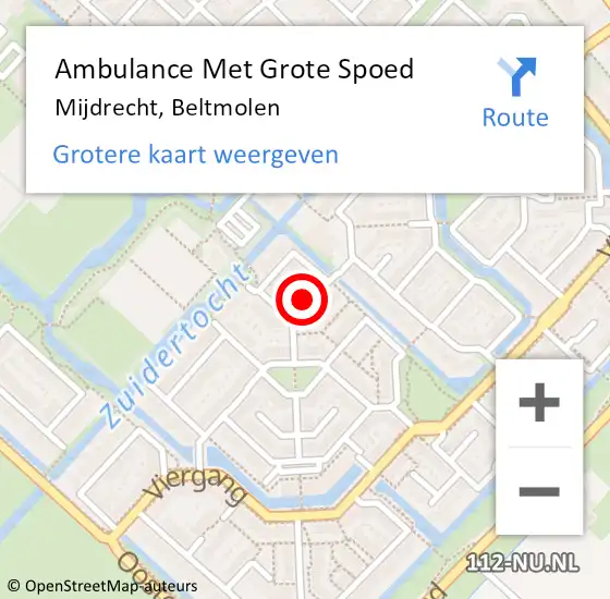 Locatie op kaart van de 112 melding: Ambulance Met Grote Spoed Naar Mijdrecht, Beltmolen op 7 november 2016 01:32