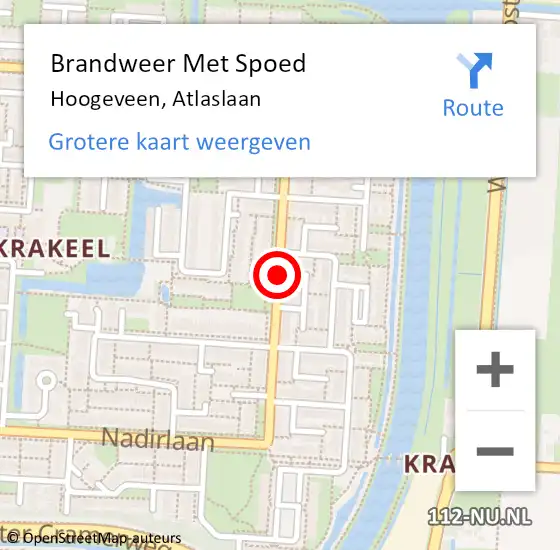 Locatie op kaart van de 112 melding: Brandweer Met Spoed Naar Hoogeveen, Atlaslaan op 1 januari 2014 00:52