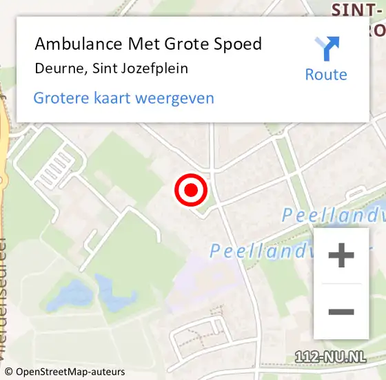 Locatie op kaart van de 112 melding: Ambulance Met Grote Spoed Naar Deurne, Sint Jozefplein op 7 november 2016 03:18