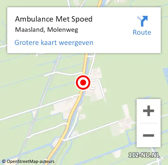 Locatie op kaart van de 112 melding: Ambulance Met Spoed Naar Maasland, Molenweg op 7 november 2016 04:17