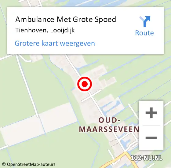 Locatie op kaart van de 112 melding: Ambulance Met Grote Spoed Naar Tienhoven, Looijdijk op 7 november 2016 06:52