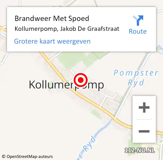 Locatie op kaart van de 112 melding: Brandweer Met Spoed Naar Kollumerpomp, Jakob De Graafstraat op 1 januari 2014 00:55