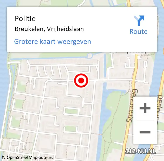 Locatie op kaart van de 112 melding: Politie Breukelen, Vrijheidslaan op 7 november 2016 08:11