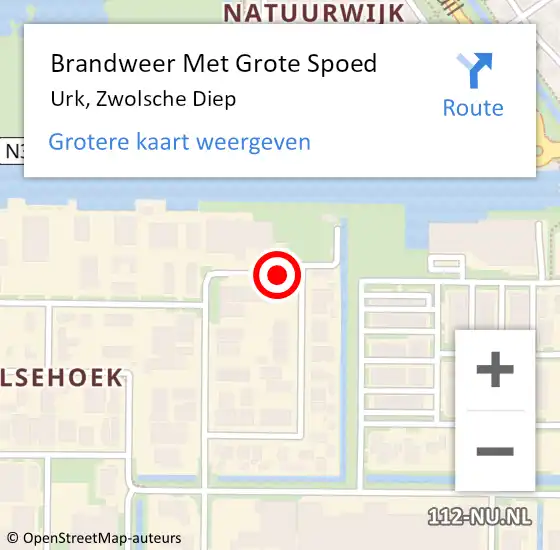 Locatie op kaart van de 112 melding: Brandweer Met Grote Spoed Naar Urk, Zwolsche Diep op 7 november 2016 08:53