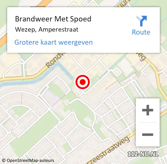 Locatie op kaart van de 112 melding: Brandweer Met Spoed Naar Wezep, Amperestraat op 1 januari 2014 00:58