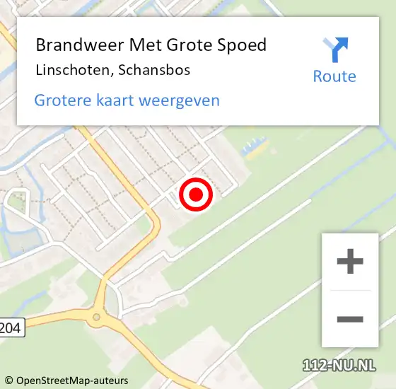 Locatie op kaart van de 112 melding: Brandweer Met Grote Spoed Naar Linschoten, Schansbos op 1 januari 2014 00:59