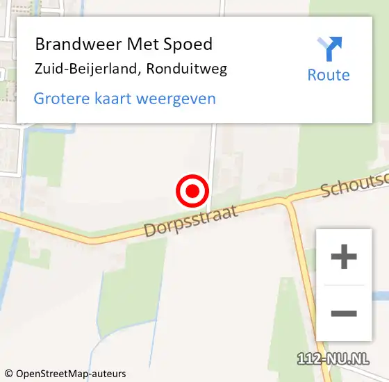 Locatie op kaart van de 112 melding: Brandweer Met Spoed Naar Zuid-Beijerland, Ronduitweg op 7 november 2016 10:00