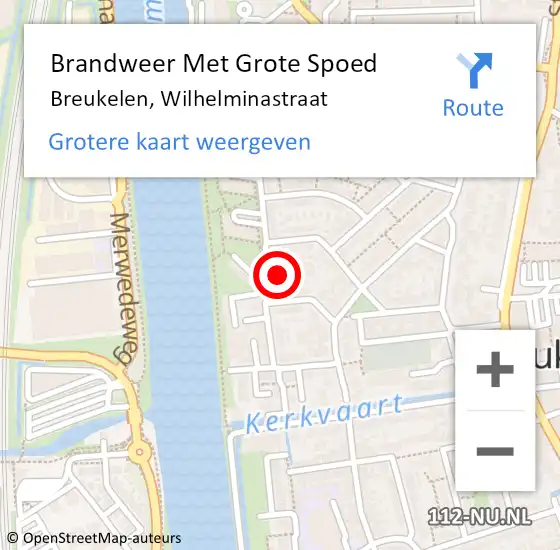 Locatie op kaart van de 112 melding: Brandweer Met Grote Spoed Naar Breukelen, Wilhelminastraat op 1 januari 2014 01:01