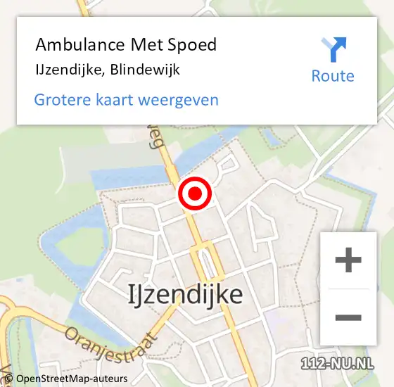 Locatie op kaart van de 112 melding: Ambulance Met Spoed Naar IJzendijke, Blindewijk op 7 november 2016 10:42