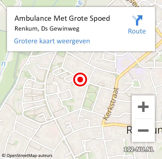 Locatie op kaart van de 112 melding: Ambulance Met Grote Spoed Naar Renkum, Gewinweg op 7 november 2016 10:58