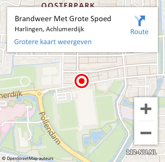 Locatie op kaart van de 112 melding: Brandweer Met Grote Spoed Naar Harlingen, Achlumerdijk op 1 januari 2014 01:02