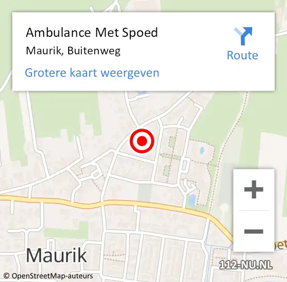 Locatie op kaart van de 112 melding: Ambulance Met Spoed Naar Maurik, Buitenweg op 7 november 2016 12:11