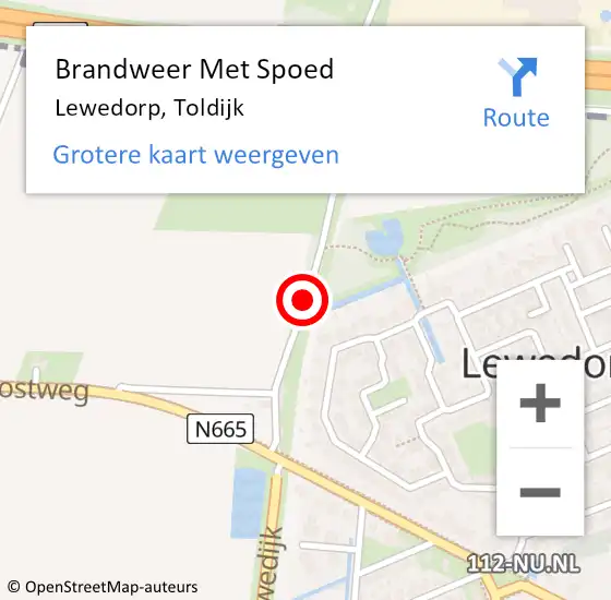 Locatie op kaart van de 112 melding: Brandweer Met Spoed Naar Lewedorp, Toldijk op 1 januari 2014 01:07