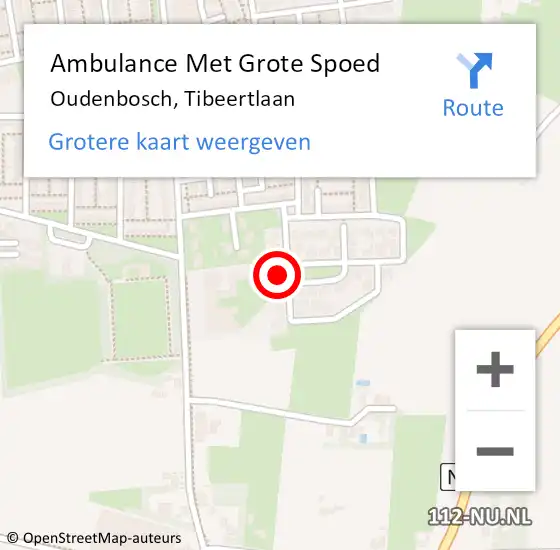 Locatie op kaart van de 112 melding: Ambulance Met Grote Spoed Naar Oudenbosch, Tibeertlaan op 7 november 2016 12:57