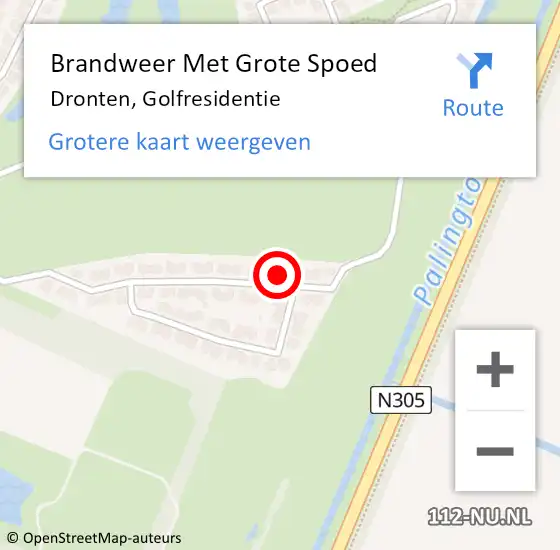 Locatie op kaart van de 112 melding: Brandweer Met Grote Spoed Naar Dronten, Golfresidentie op 1 januari 2014 01:09