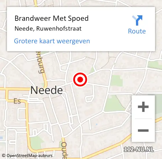 Locatie op kaart van de 112 melding: Brandweer Met Spoed Naar Neede, Ruwenhofstraat op 1 januari 2014 01:10