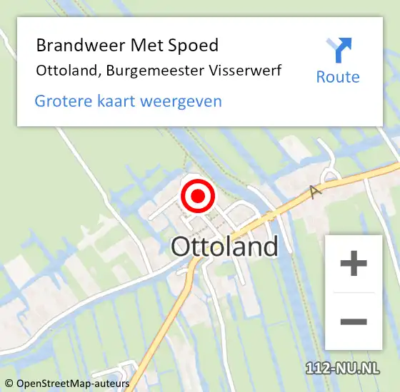 Locatie op kaart van de 112 melding: Brandweer Met Spoed Naar Ottoland, Burgemeester Visserwerf op 1 januari 2014 01:10