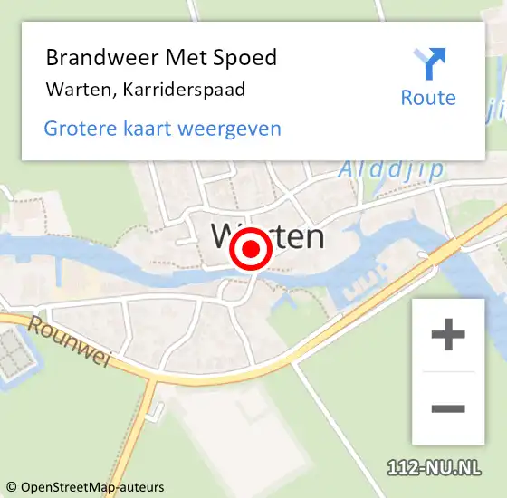 Locatie op kaart van de 112 melding: Brandweer Met Spoed Naar Warten, Karriderspaad op 1 januari 2014 01:11