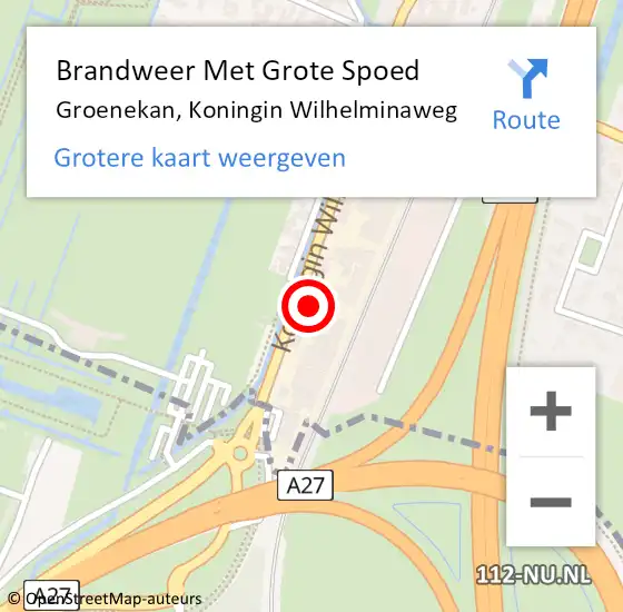 Locatie op kaart van de 112 melding: Brandweer Met Grote Spoed Naar Groenekan, Koningin Wilhelminaweg op 7 november 2016 15:56