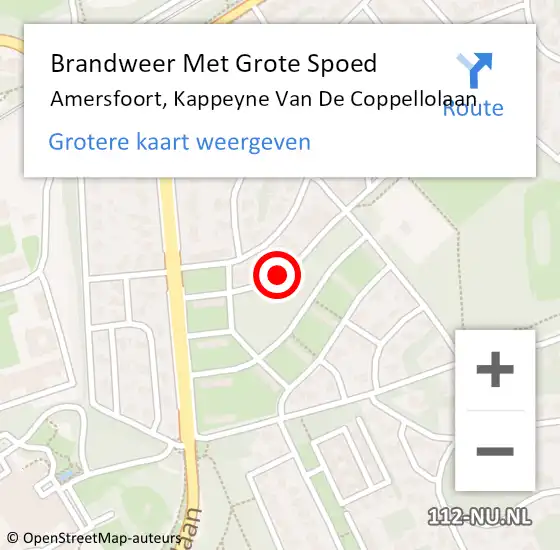 Locatie op kaart van de 112 melding: Brandweer Met Grote Spoed Naar Amersfoort, Kappeyne Van De Coppellolaan op 7 november 2016 15:57