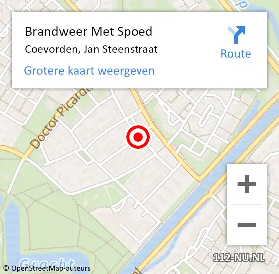 Locatie op kaart van de 112 melding: Brandweer Met Spoed Naar Coevorden, Jan Steenstraat op 1 januari 2014 01:15