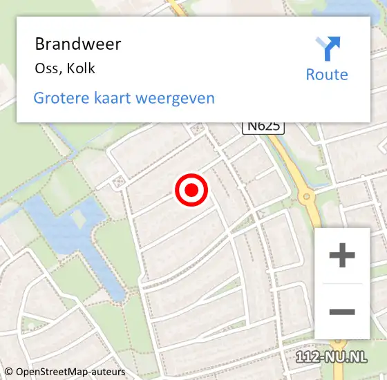 Locatie op kaart van de 112 melding: Brandweer Oss, Kolk op 7 november 2016 16:31