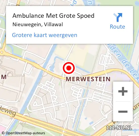 Locatie op kaart van de 112 melding: Ambulance Met Grote Spoed Naar Nieuwegein, Villawal op 7 november 2016 16:57