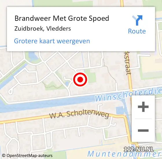 Locatie op kaart van de 112 melding: Brandweer Met Grote Spoed Naar Zuidbroek, Vledders op 7 november 2016 17:12