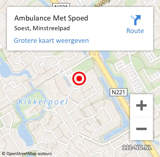Locatie op kaart van de 112 melding: Ambulance Met Spoed Naar Soest, Minstreelpad op 7 november 2016 17:25