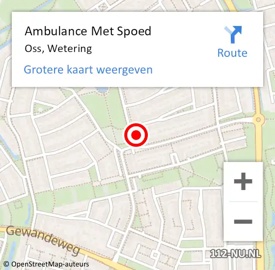 Locatie op kaart van de 112 melding: Ambulance Met Spoed Naar Oss, Wetering op 7 november 2016 17:50