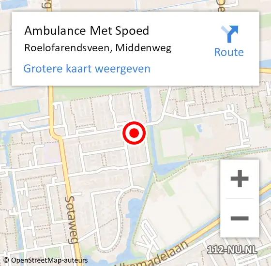 Locatie op kaart van de 112 melding: Ambulance Met Spoed Naar Roelofarendsveen, Middenweg op 7 november 2016 18:21