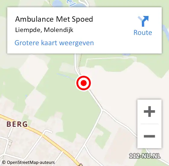 Locatie op kaart van de 112 melding: Ambulance Met Spoed Naar Liempde, Molendijk op 7 november 2016 18:33