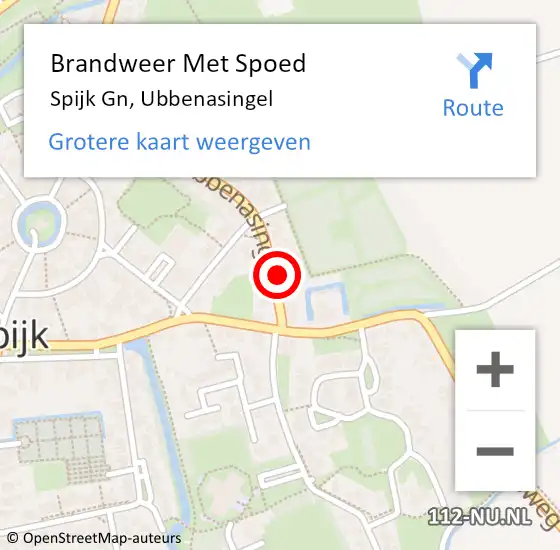 Locatie op kaart van de 112 melding: Brandweer Met Spoed Naar Spijk Gn, Ubbenasingel op 1 januari 2014 01:20