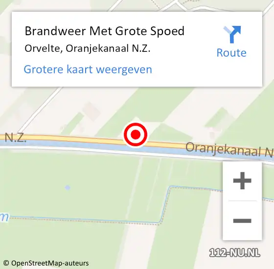 Locatie op kaart van de 112 melding: Brandweer Met Grote Spoed Naar Orvelte, Oranjekanaal N.Z. op 7 november 2016 19:10