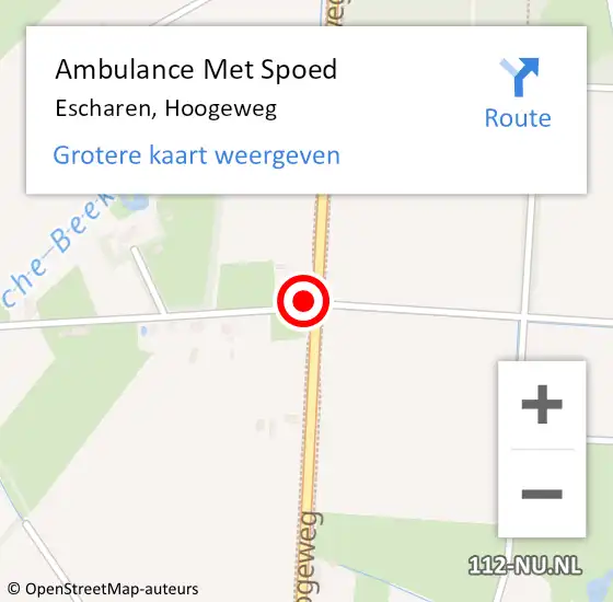 Locatie op kaart van de 112 melding: Ambulance Met Spoed Naar Escharen, Hoogeweg op 7 november 2016 19:22