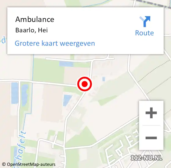 Locatie op kaart van de 112 melding: Ambulance Baarlo, Hei op 7 november 2016 19:29