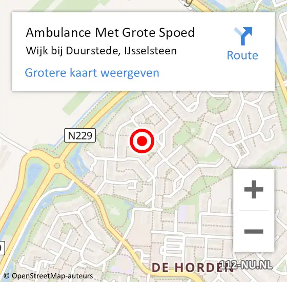 Locatie op kaart van de 112 melding: Ambulance Met Grote Spoed Naar Wijk bij Duurstede, IJsselsteen op 7 november 2016 20:07