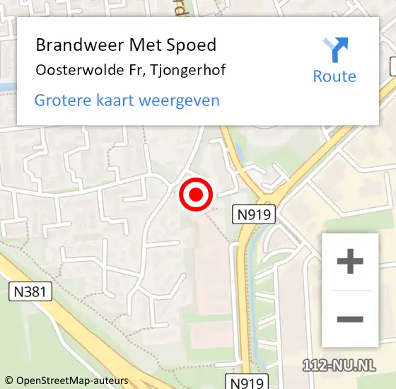 Locatie op kaart van de 112 melding: Brandweer Met Spoed Naar Oosterwolde Fr, Tjongerhof op 1 januari 2014 01:23